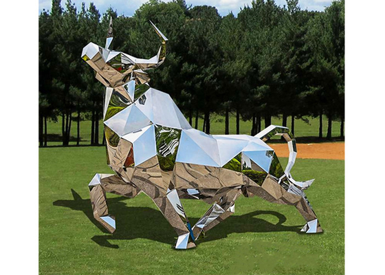 Garden Decoration Polished Stainless Steel Bull Sculpture With Size 180cm Length