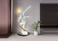 Garden And Home Decoration Painted White Woman Stainless Steel Sculpture With Lights