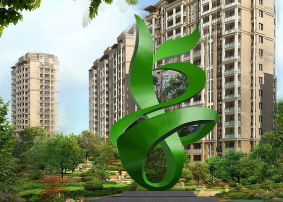 İyi bir fiyat. Yeşil Boyalı Çağdaş Açık Metal Heykel Soyut Bina İçin çevrimiçi