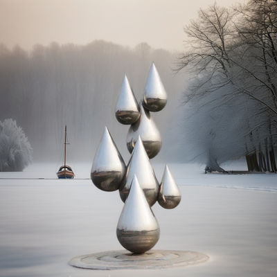 İyi bir fiyat. Modern Paslanmaz Çelik Heykel Ayna cilalı su damlası tasarımı İç mekan Dış mekan Özel kaynak metal süslemeler çevrimiçi