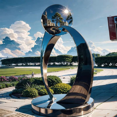 İyi bir fiyat. Büyük Açık Bahçe Soyut Sanat Metal Ayna cilalanmış paslanmaz çelik heykel Oteller Açık Metal El Sanatları çevrimiçi