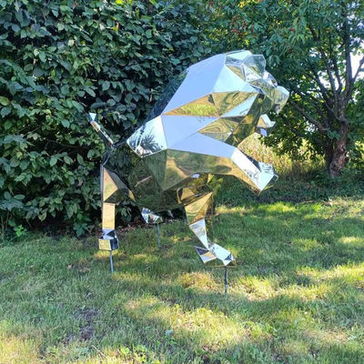 İyi bir fiyat. Manzara Bahçesi Paslanmaz Çelik Hayvan Ayna Poliş Büyük Açık Açık Aslan Heykel çevrimiçi