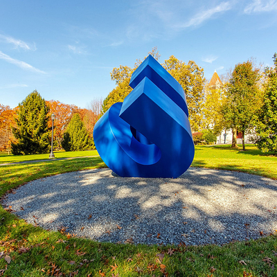 İyi bir fiyat. Eşsiz Mavi Boyalı Soyut Metal Heykel Patio, Ticari ve Kamu Alanları için Odak Noktası çevrimiçi