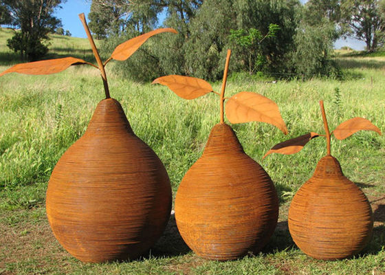 İyi bir fiyat. Paslı Açık Dekoratif Corten Çelik Heykel Metal Sanat Armut Heykel çevrimiçi