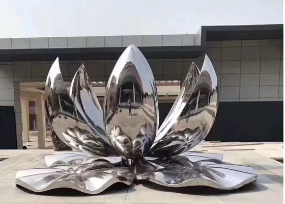 İyi bir fiyat. Büyük Cilalı Paslanmaz Çelik Açık Metal Lotus Çiçek Heykeli çevrimiçi