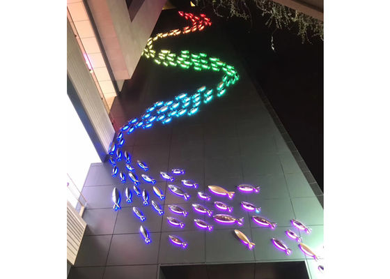 İyi bir fiyat. Dış Mekan Dekoratif Paslanmaz Çelik Aydınlatma Metal Balık Heykeli çevrimiçi