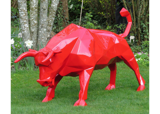 Red Bull Animal Outdoor Fiberglass Heykel Yaşam Boyu 3D Tasarım Dekor İçin