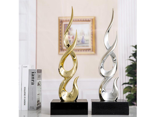 Bahçe Ev Dekorasyonu için Nano Kaplama Altın Gümüş Açık Fiberglas Heykel