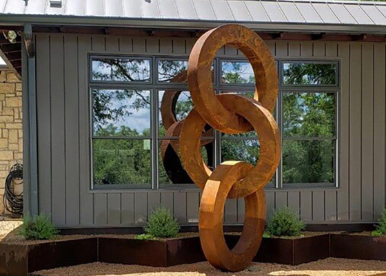 İyi bir fiyat. Açık Bahçe Dekorasyonu Metal Corten Çelik Daire Heykel çevrimiçi