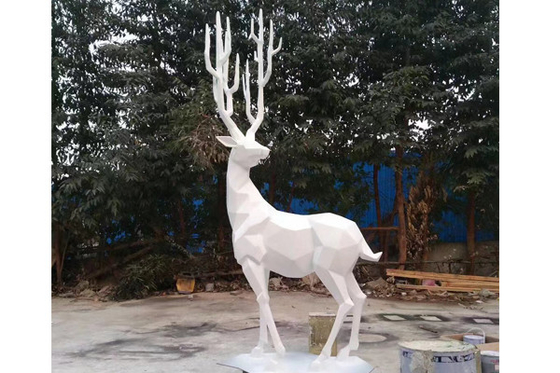 Hayvan Heykel Dışarıdaki Cam Lifi Geyik heykel Beyaz Renk