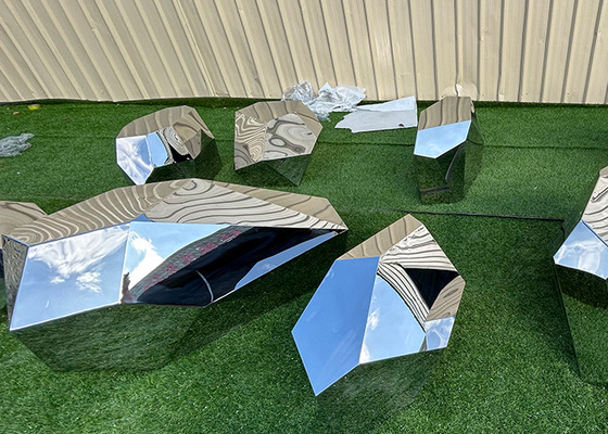Çeşitli Boyut Modern Bahçe Metal Sanatı Paslanmaz Çelik Kaya Heykel