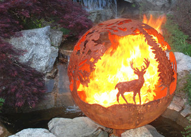 İyi bir fiyat. Bahçe Dekorasyonunda Korozyon Kararlılığı Corten Çelik Küre Fire Pit Geyik çevrimiçi