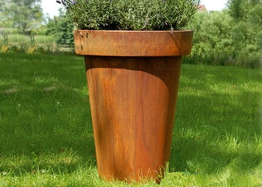 İyi bir fiyat. Otel Dekorasyonunda Modern Flared Sütun Corten Çelik Saksı Saksı çevrimiçi
