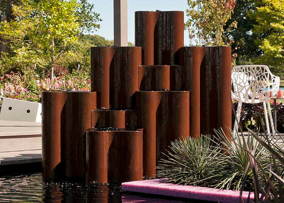 İyi bir fiyat. Custom Dışarıda Corten Çelik Sütun Bahçe için Su Özelliği Çeşmesi çevrimiçi