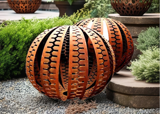 İyi bir fiyat. Büyük Paslı Küre Metal Bahçe Heykel Corten Çelik Top Tasarımı kaynak tekniği çevrimiçi