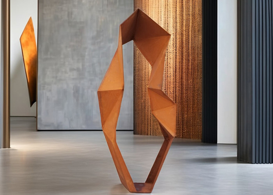 Çağdaş Soyut Geometrik Metal Sanat Heykel Modern Corten Çelik Kaynak Tekniği