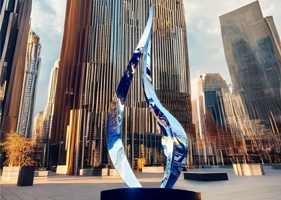 Özel Soyut Sanat Dışarı Metal Heykel Paslanmaz Çelik Ayna cilalı metal el sanatları