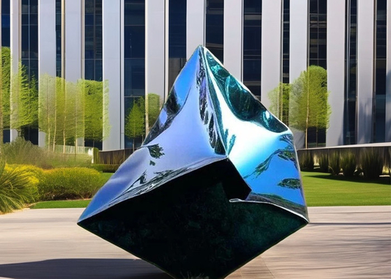 İyi bir fiyat. Özel Büyük Dış Bahçe Dekorasyonu Modern Sanat Metal Soyut Heykel Küp Paslanmaz Çelik Heykel çevrimiçi