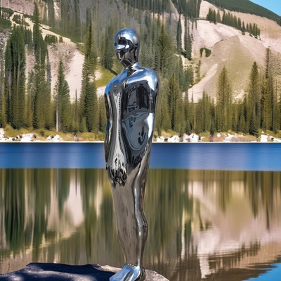 Özel Modern Soyut Adam Paslanmaz Çelik Heykel Hayat Boyutu Ayna Poli Metal Sanat