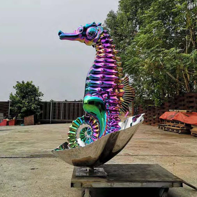 200cm Dış Stainless Steel Deniz Atı Heykel PVD Kaplama