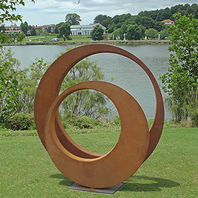 Özel Paslı Dış Bahçe Metal Sanat Corten Çelik Yüzük Heykel