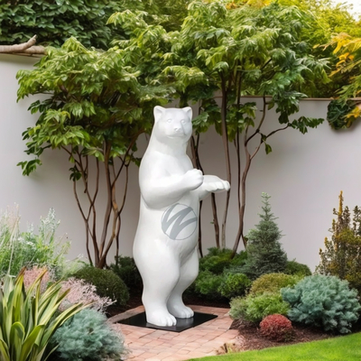 İyi bir fiyat. Large White Standing Bear Sculpture (2M Height) - Durable FRP Outdoor Decorative Art çevrimiçi