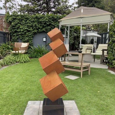 İyi bir fiyat. Modern Outdoor Garden Decorative Rusted Corten Steel Tiered Cube Sculpture çevrimiçi