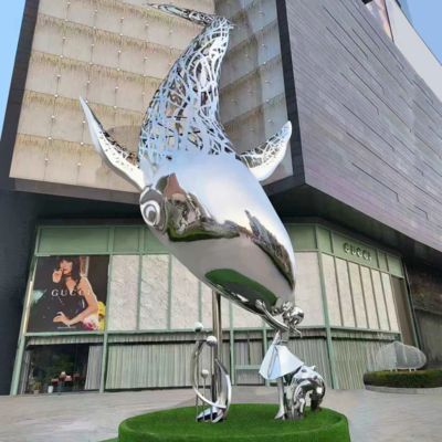 İyi bir fiyat. Urban Night Illuminated Stainless steel Whale Sculpture With Light çevrimiçi