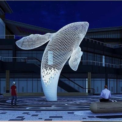 İyi bir fiyat. Custom Public Outdoor Modern Decorative Steel Sculpture Metal Statue Huge White Whale çevrimiçi