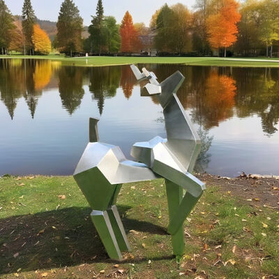 İyi bir fiyat. Outdoor Geometric Deer Statue Modern Stainless Steel Yard Art Ornament çevrimiçi