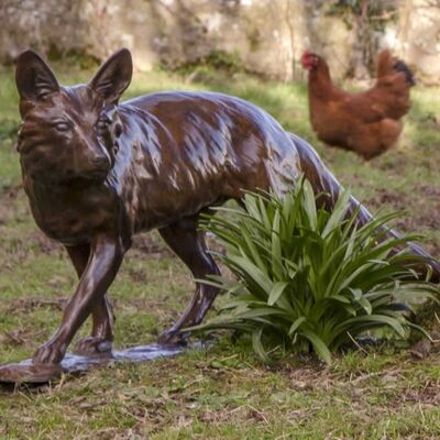 Outdoor Custom Metal Art Decor Bronze Copper Animal Fox Steel Sculpture Statue