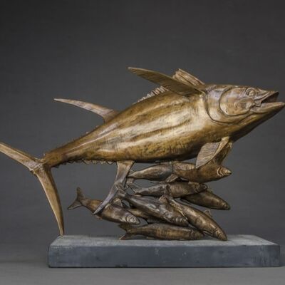 İyi bir fiyat. Hayvan Metal Sanat Dekoru Bronz Bakır Figuratif Gerçek Boyut Heykel Özel Heykel Balık çevrimiçi