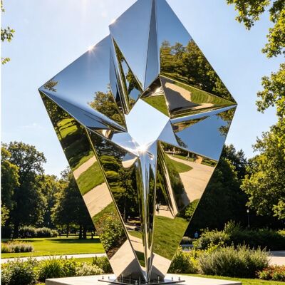 İyi bir fiyat. Orijinal Tasarım Düzensiz Geometrik Modern Sanat Soyut Dekoratif Metal Paslanmaz Çelik Heykel Özel Heykel Dışarı Metal Heykel Manzara çevrimiçi