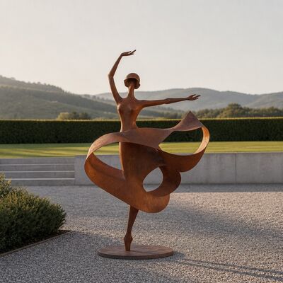 İyi bir fiyat. Hayat Boyutu Metal Dansçı Kadın Heykel Corten Çelik Bahçe Heykel Dış Çim Bahçe Havuz Sanat Dekoru El yapımı Modern Dansçı figürü Çevrimiçi