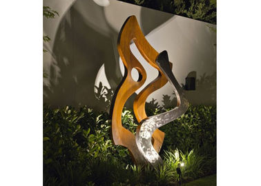Bahçe Dekorasyon Metal Yangın Heykel Corten Çelik 180cm Yükseklik