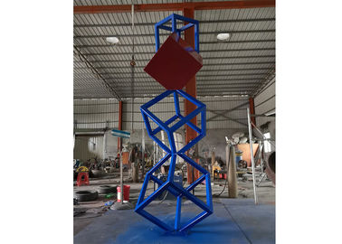 Painted Cube Modern Art Stainless Steel Sculpture For Garden Decor