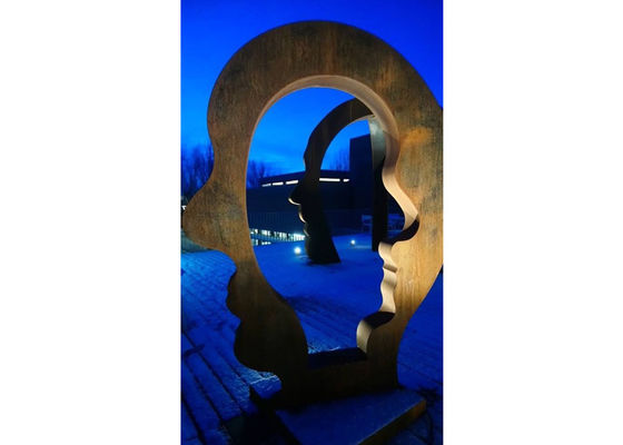 Dış Mekan için Büyük Corten Çelik Metal Bahçe Yüz Sanatı Heykeli