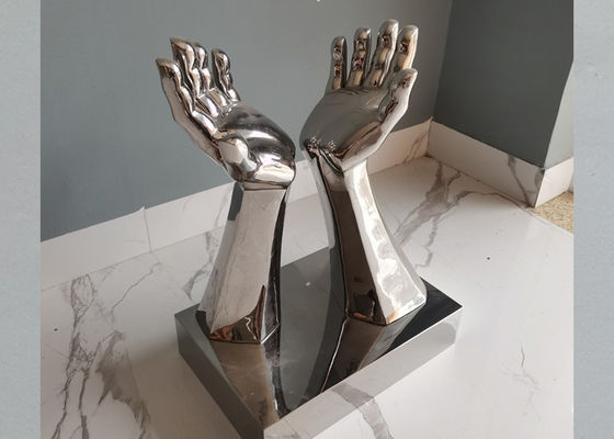 Yükseklik 51cm İç Mekan Dekoru İçin Çağdaş Paslanmaz Çelik Metal El Heykeli