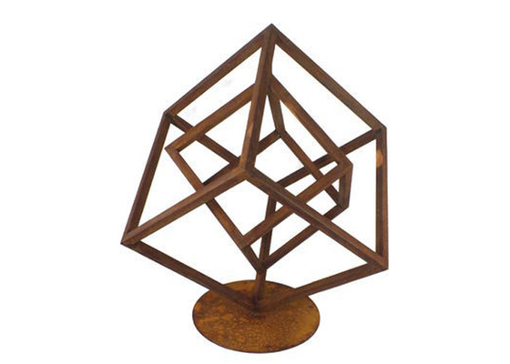 Bahçe Dekorasyonu için 200cm Yükseklik Corten Çelik Metal Geometrik Heykel