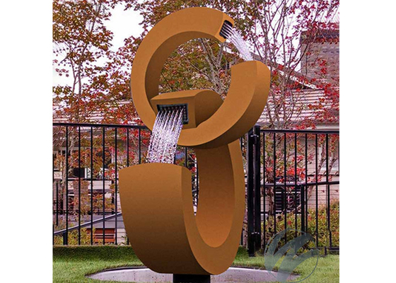 İyi bir fiyat. Modern Paslı Corten Çelik Su Özelliği Bahçe Çeşmesi 2C Şekli çevrimiçi
